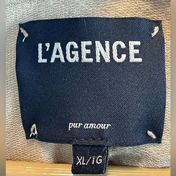 L'agence CHRISTY CONTRAST STITCH TOP in tan and brownWomen's Size XL - Picture 4 of 10